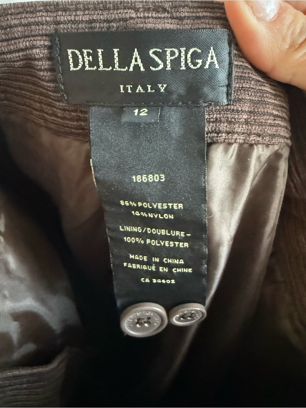 Della Spiga Brown Corduroy Skirt Size 12 - Picture 8 of 8